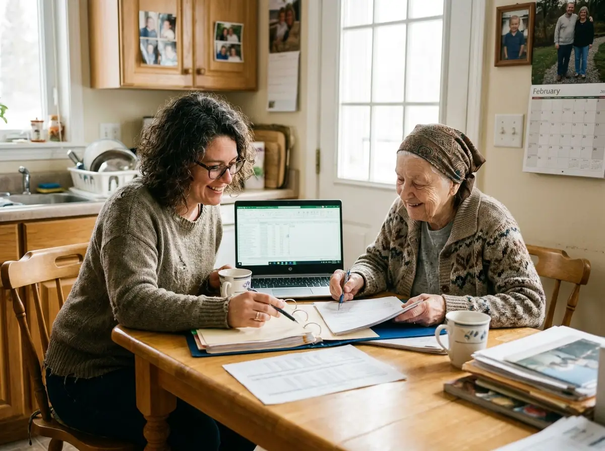 A Mary Angels caregiver supporting a senior at home