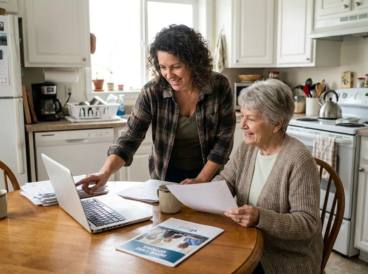A Mary Angels caregiver supporting a senior at home