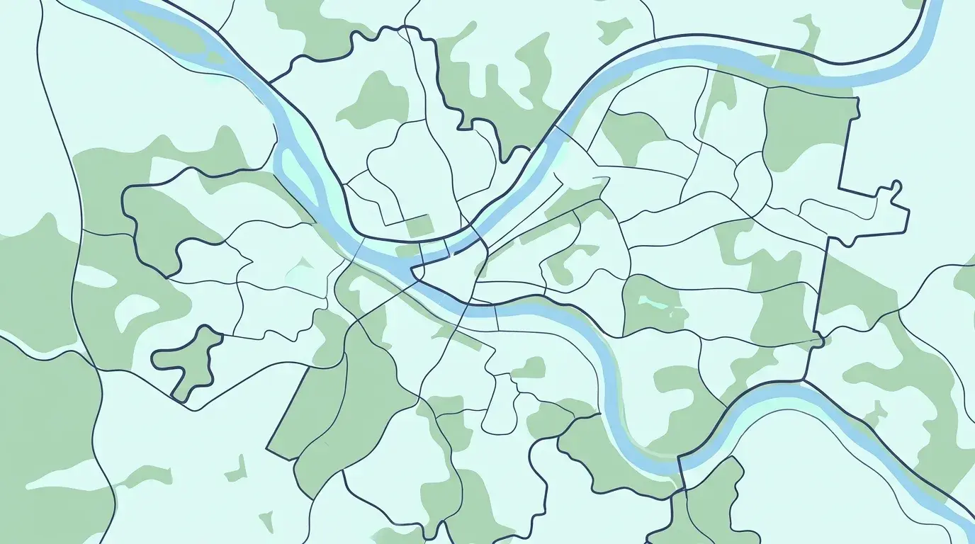 Map of the Pittsburgh and Allegheny County neighborhoods Mary Angels Home Care serves
